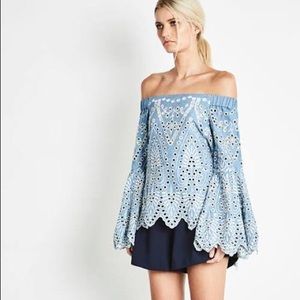 Elliatt Meridian Embroidered Chambray Top
